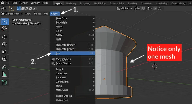 Joining two objects together in blender