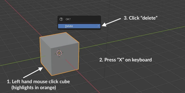How to remove default cube in Blender