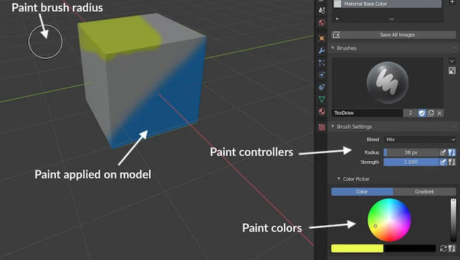 Using paint controller panel to adding colors to your model
