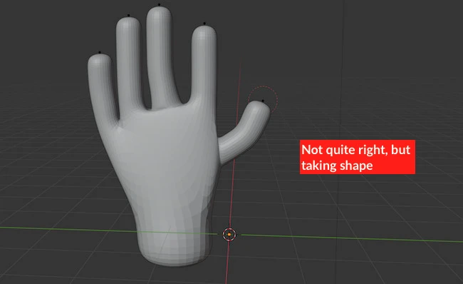 refining the fingers of a human hand