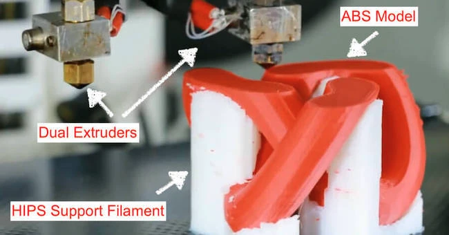 HIPS support filament can easily be dissolved