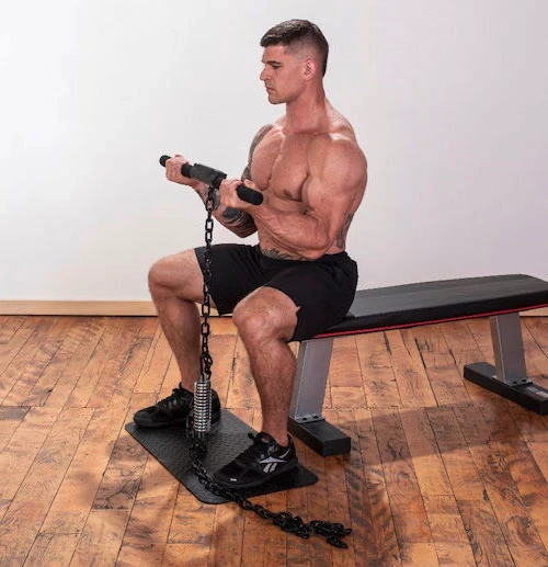 Seated curl using Isochain
