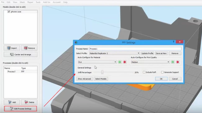 setting diameter filament using slicer software