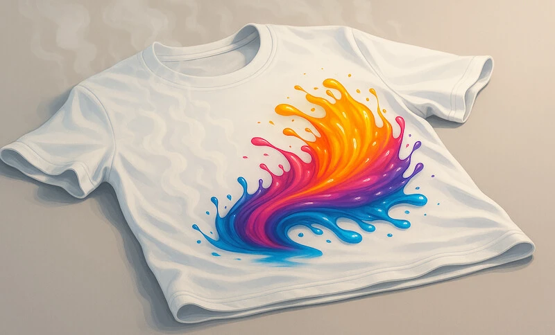 Heat-activated color settles into synthetic fibers as the item slowly reaches room temperature, improving clarity and richness.